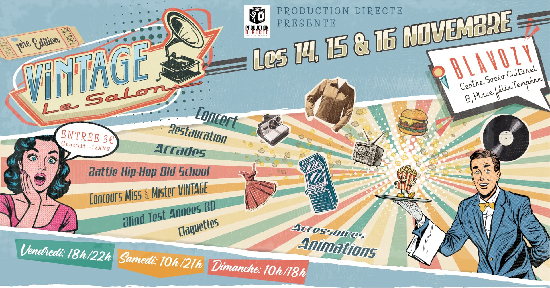 Salon Vintage de Blavozy - 14–16 novembre 2025 à Blavozy (Haute-Loire). Événement culturel avec animations, exposants, concerts et jeux rétro des années 60-80.